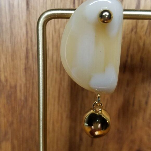 NWOT J Crew Acetate Stone Drop Earrings Ivory Gold tone Earrings - Picture 5 of 7